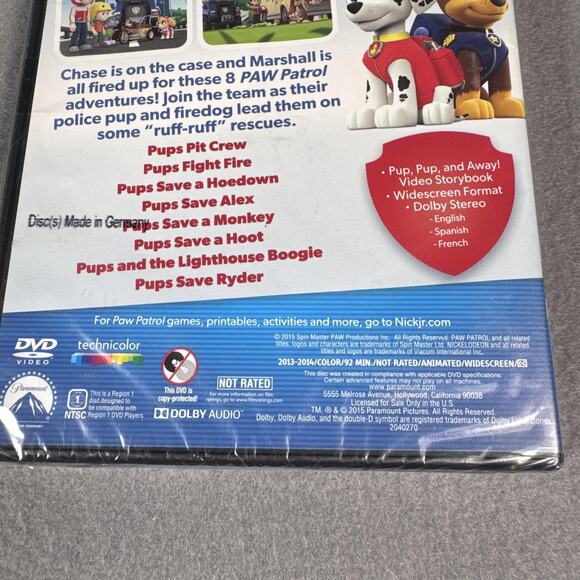 Paw Patrol Marshall and Chase On The Case DVD New Sealed Nickelodeon Kids Show - Picture 5 of 6